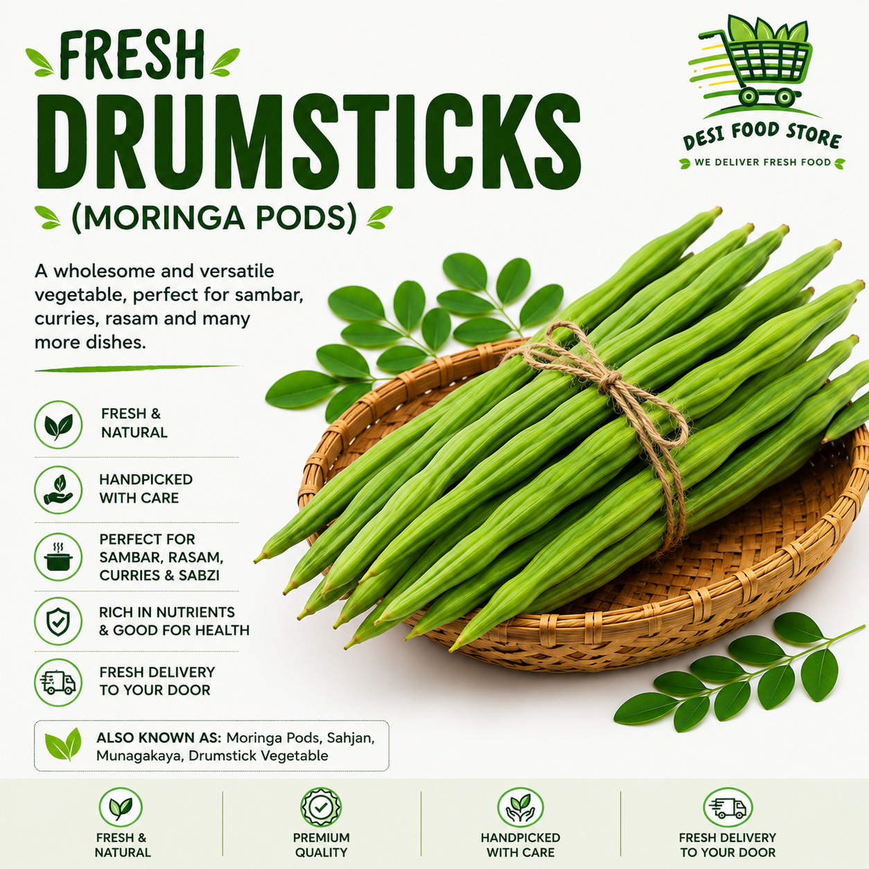 Fresh Drumsticks (Moringa / Murungakkai)