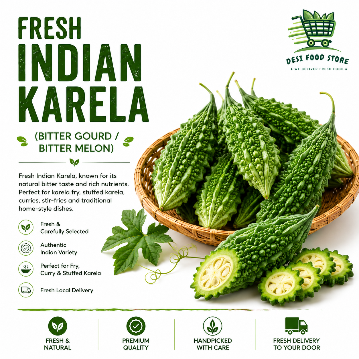 Fresh Indian Karela (Bitter Gourd / Bitter Melon)
