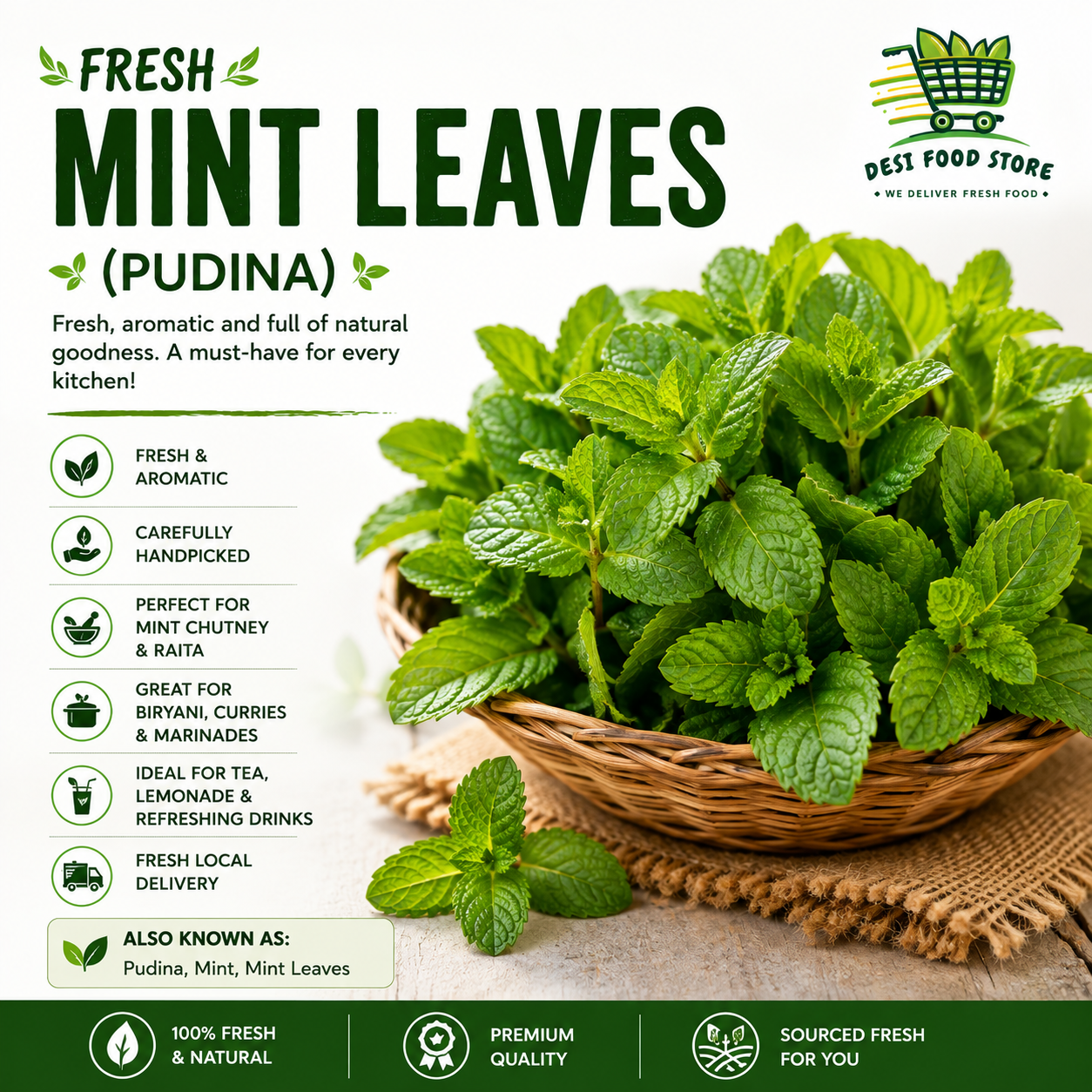 Fresh Mint Leaves (Pudina)