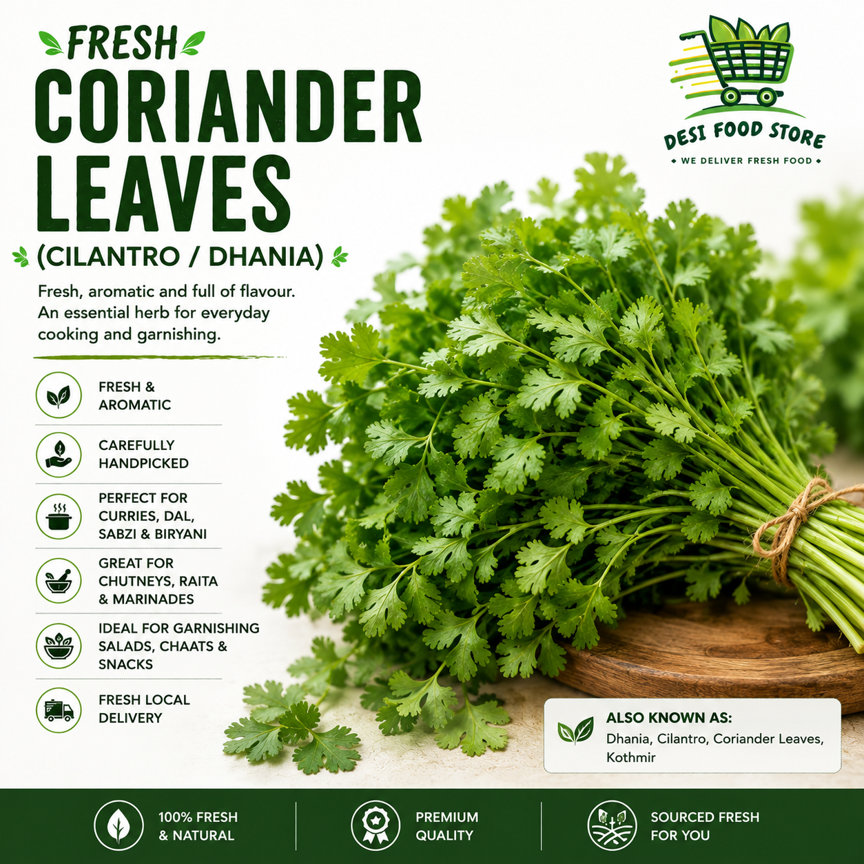 Fresh Coriander Leaves (Cilantro / Dhania)