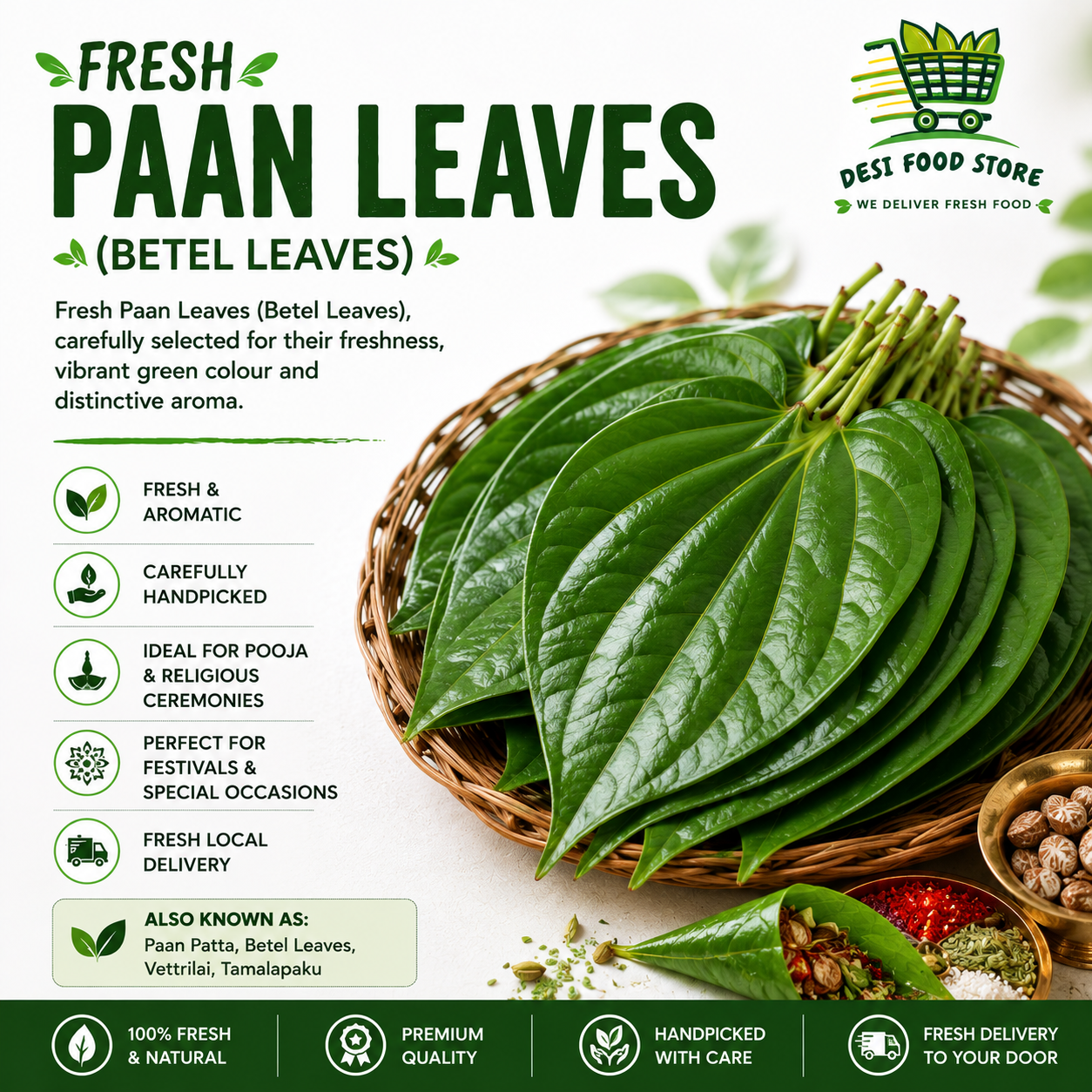 Fresh Paan Leaves (Betel Leaves)