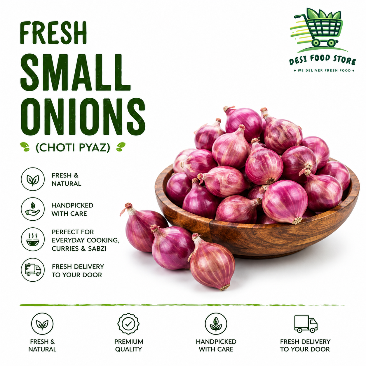 Fresh Small Onions (Choti Pyaz / Shallots)