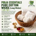 Pure Cotton Wicks for Pooja Diyas (Long Rui Batti)