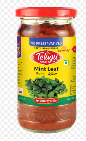 Telugu Foods Mint Leaf Pickle Without Garlic 300g